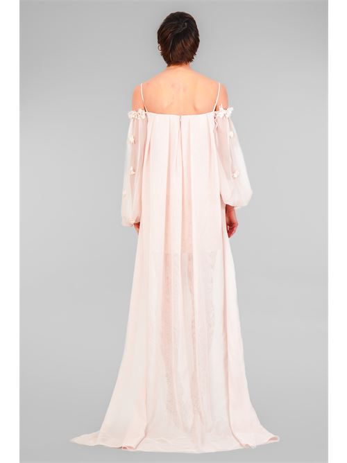 Abito in chiffon e macrame' D'Andrea collection | 25028WHITE OPAL